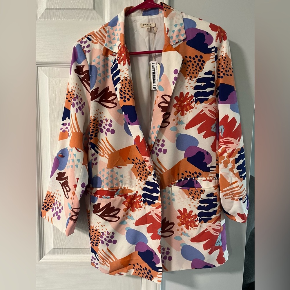 NWT Jodifl Multicolor Notched Collar Blazer Size Small